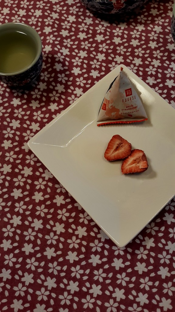 White strawberry cut in half