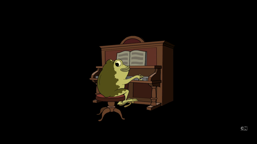 The Frog that Greg later adopts is playing the piano and even possibly narrating the series