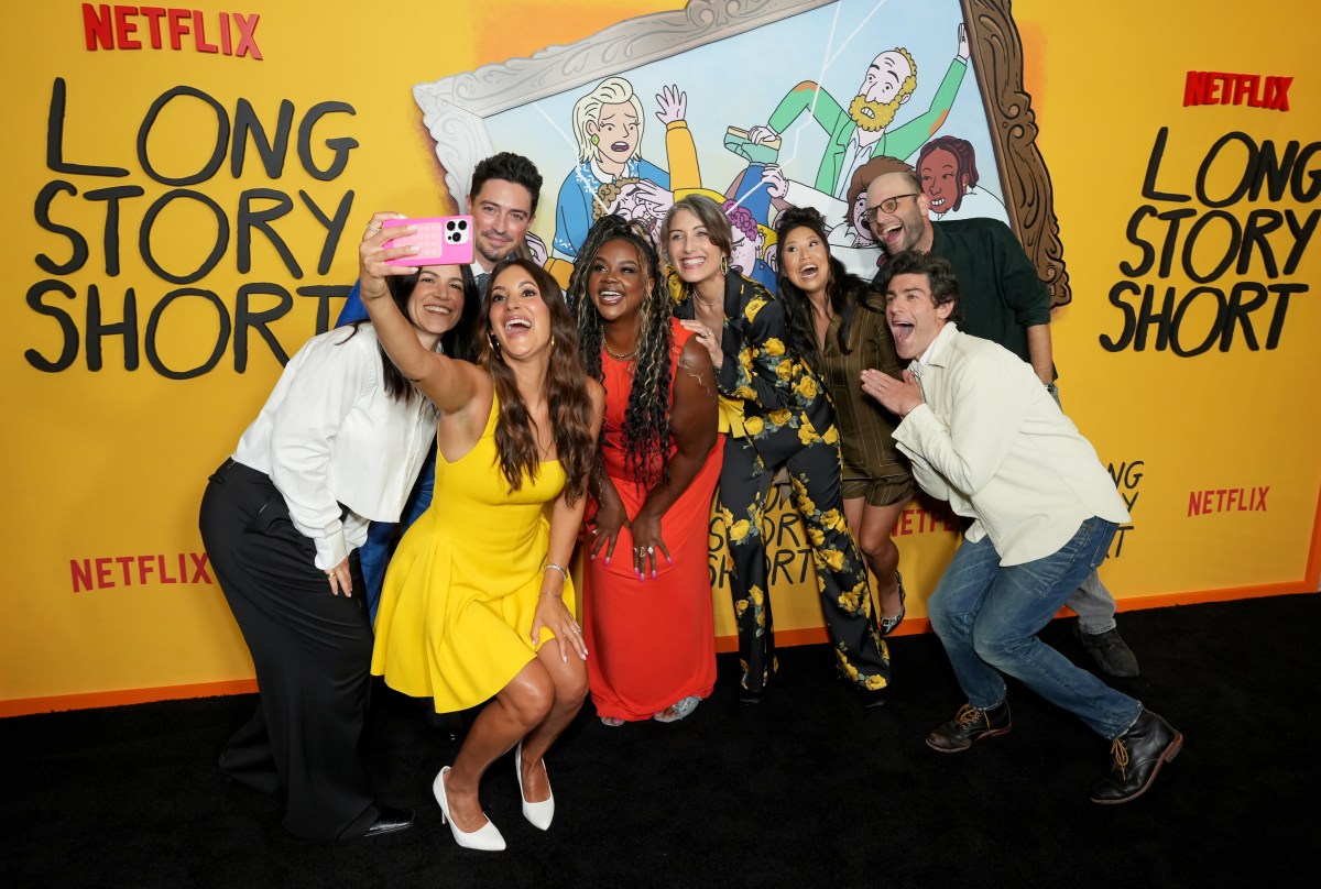 LOS ANGELES, CALIFORNIA - AUGUST 18: (L-R) Abbi Jacobson, Ben Feldman, Angelique Cabral, Nicole Byer, Lisa Edelstein, Michaela Dietz, Raphael Bob-Waksberg and Max Greenfield attend Netflix's 'Long Story Short' Los Angeles Special Screening at Netflix Tudum Theater on August 18, 2025 in Los Angeles, California. (Photo by Gonzalo Marroquin/Getty Images for Netflix)