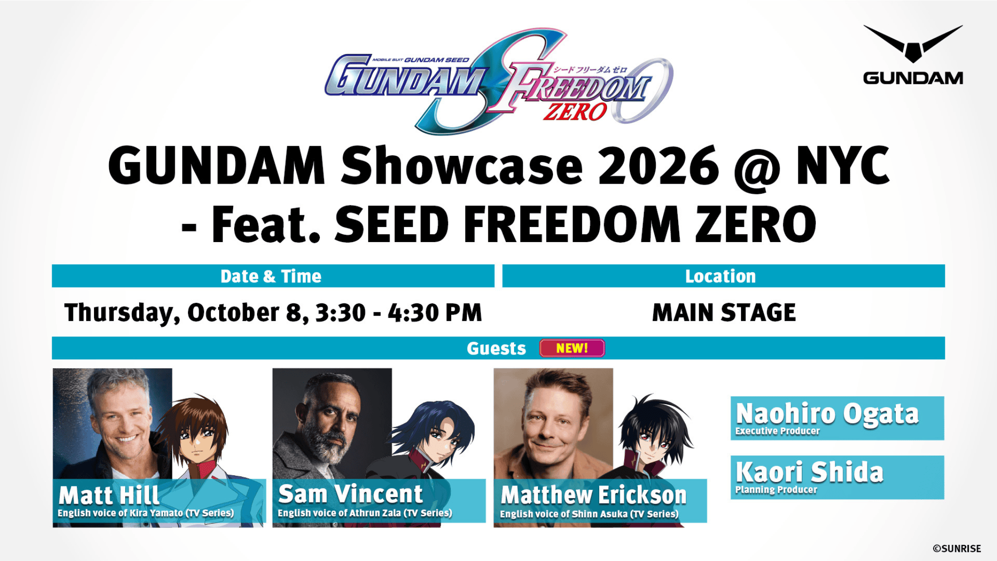 GUNDAM SEED English Dub Cast Reunites for NYCC 2026: Free Autographs, Main Stage Panel, & Exclusive Swag